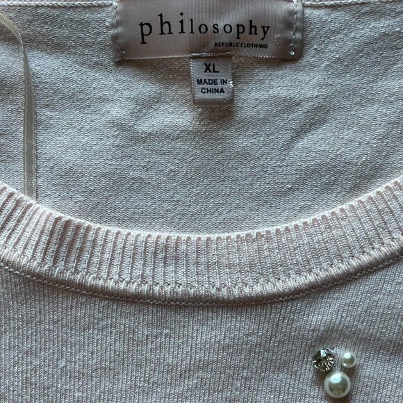 Baby Pink Philosophy Blouse Womens XL Rhinestone Long Sleeve Bedazzled Coquette - Picture 2 of 7